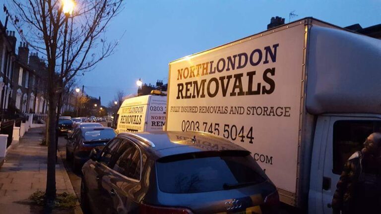 North London removals vans at night